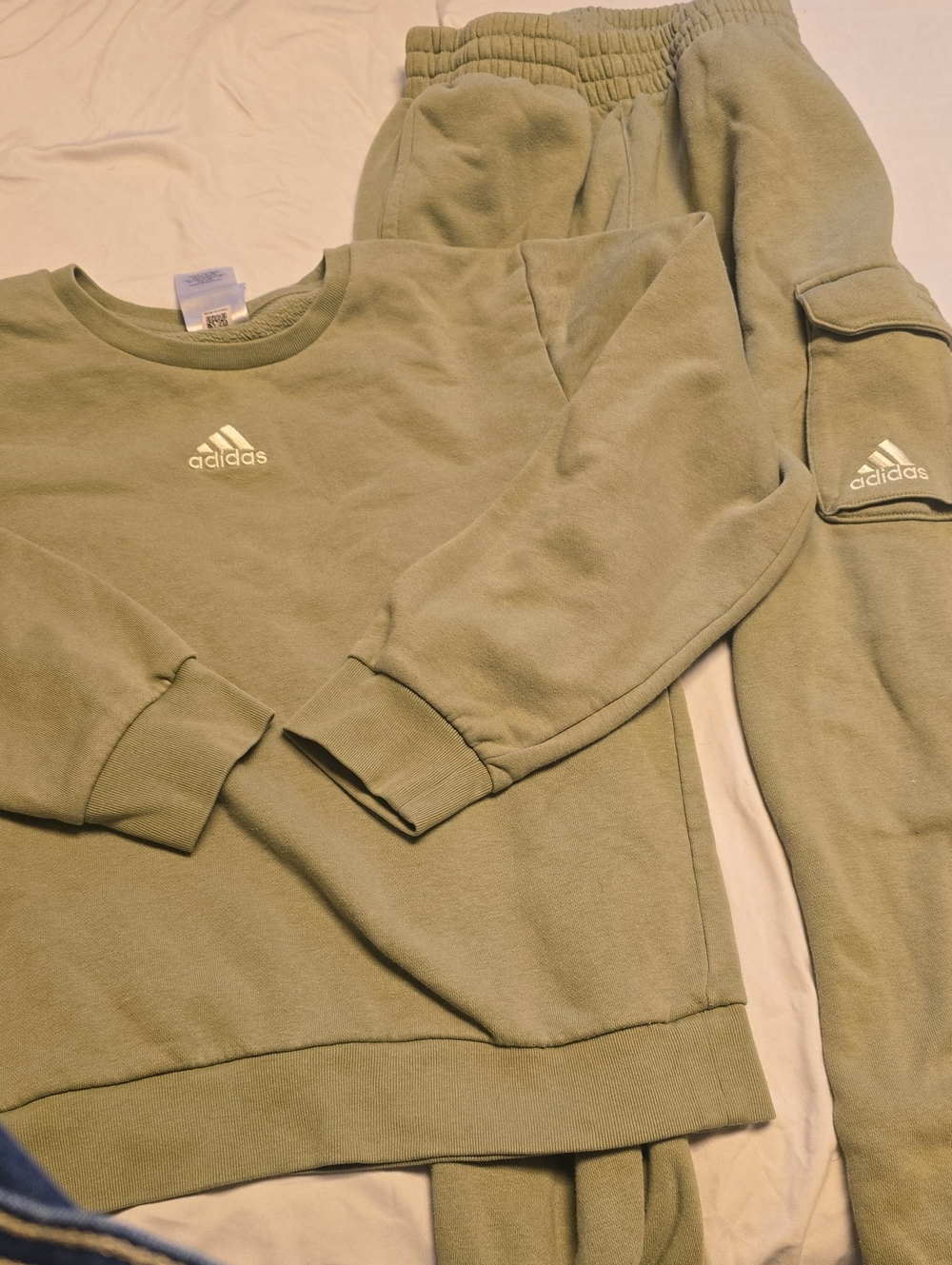 adidas Olive Crewneck Sweatshirt with White Logo